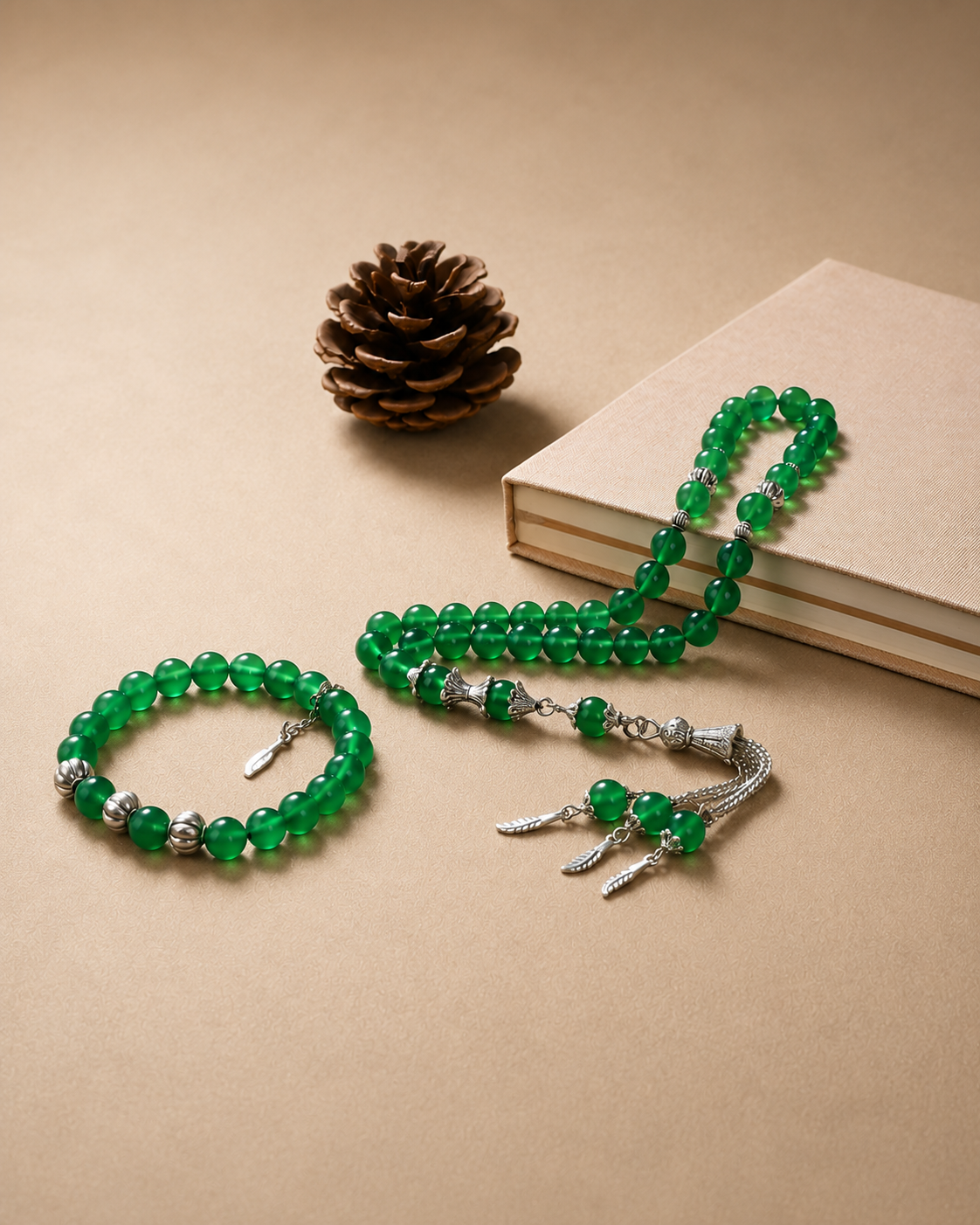 Natural Green Agate Stone Tasbih