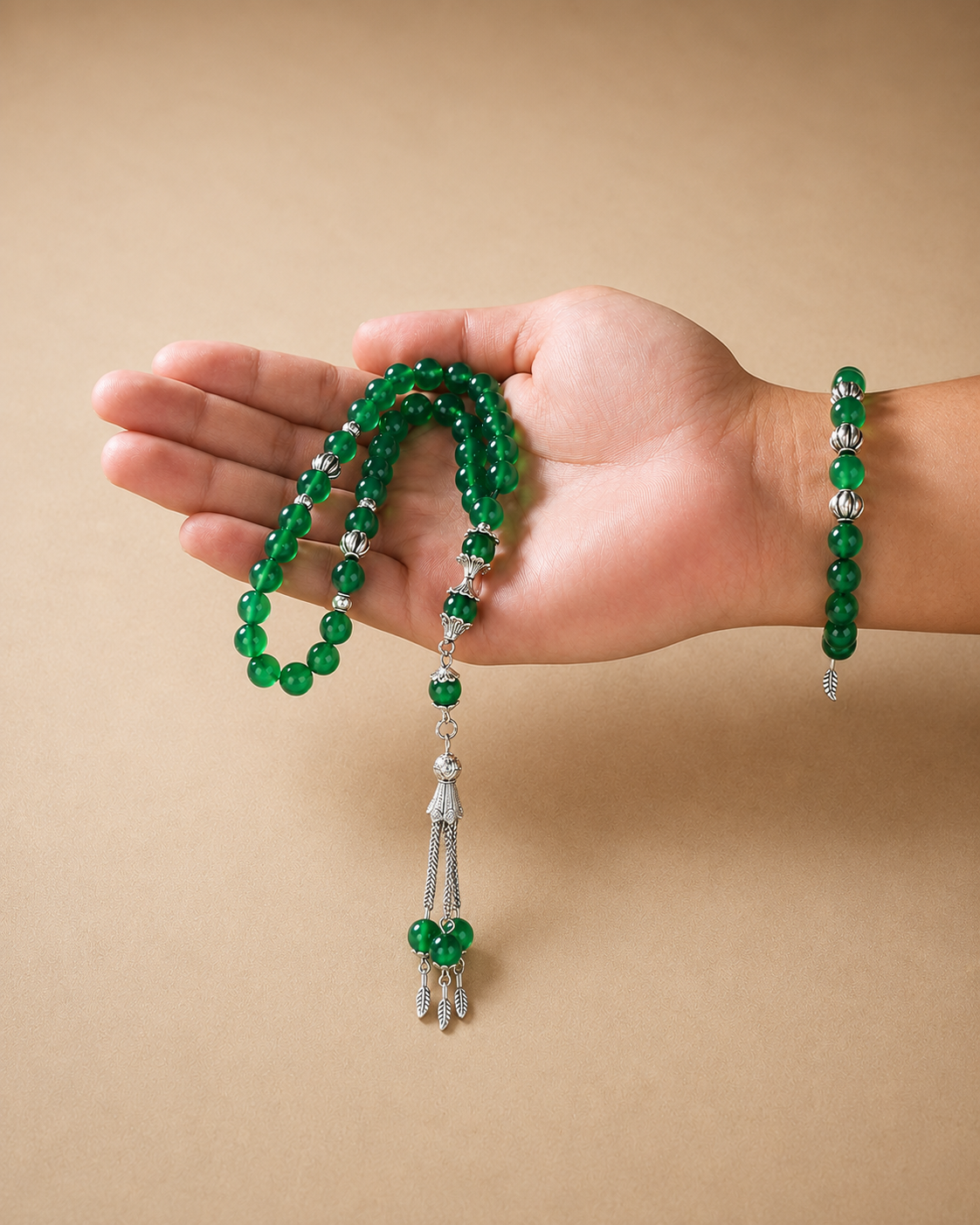 Natural Green Agate Stone Tasbih