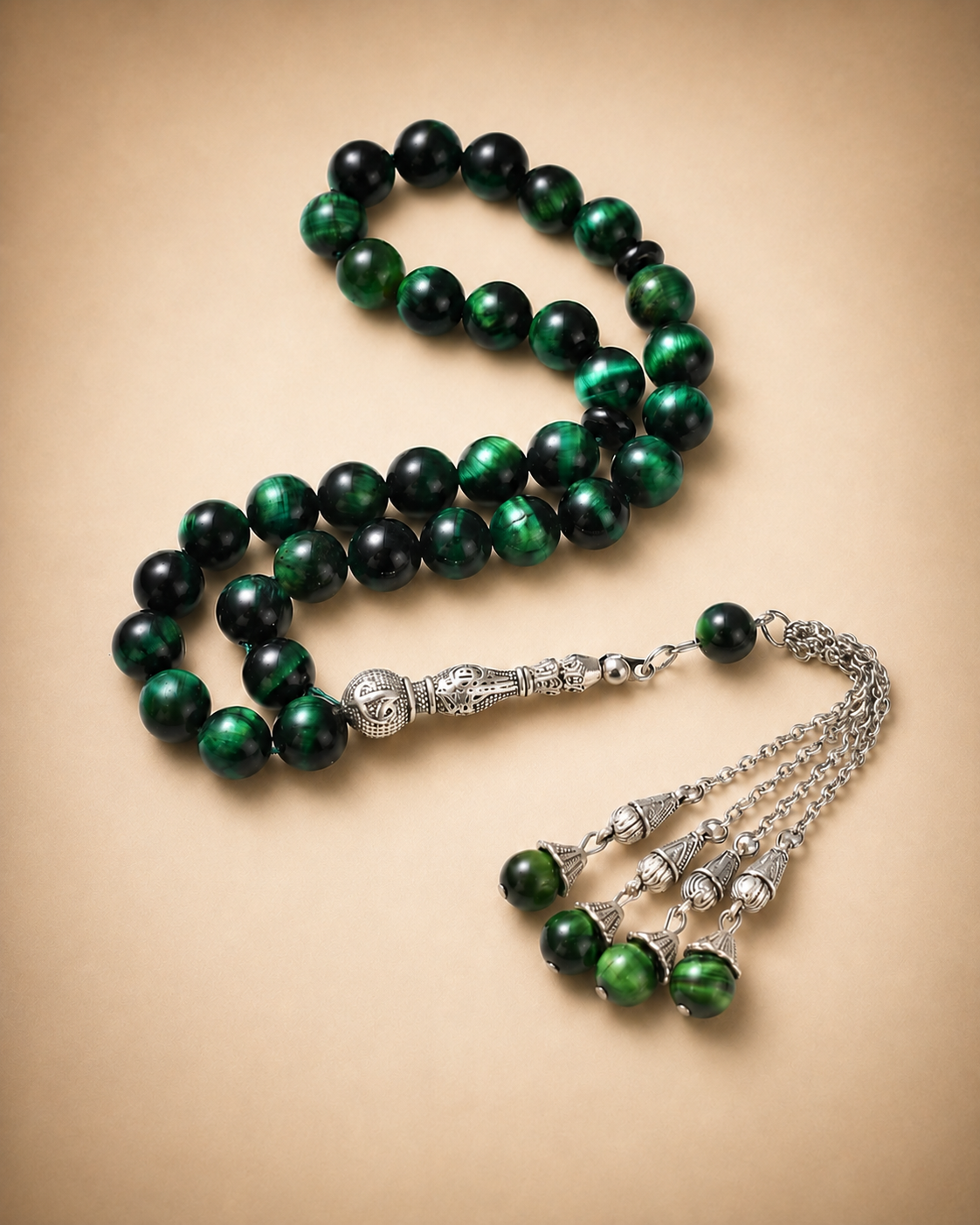Natural Green Tiger Eye Stone Tasbih