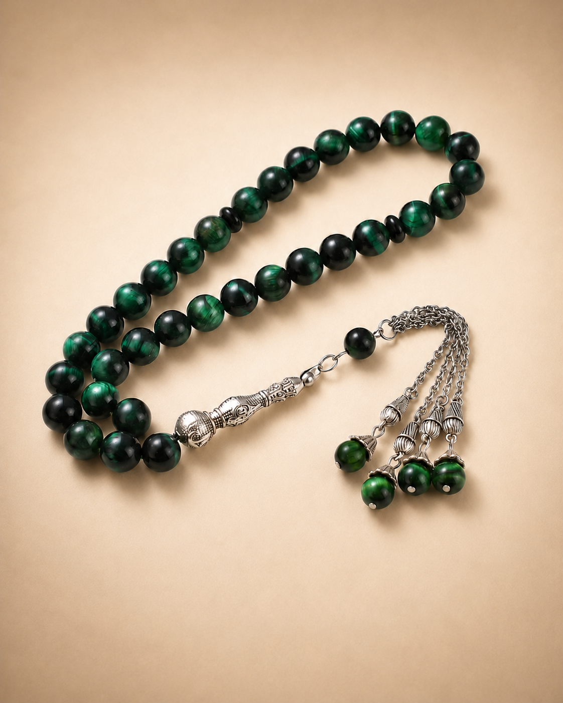 Natural Green Tiger Eye Stone Tasbih