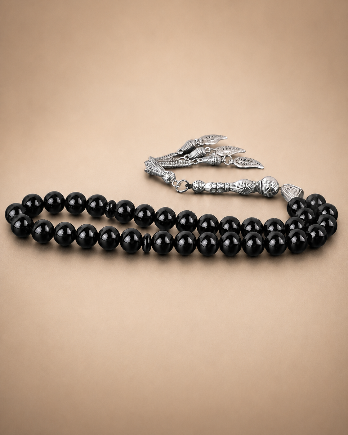 Natural Black Agate Tasbih