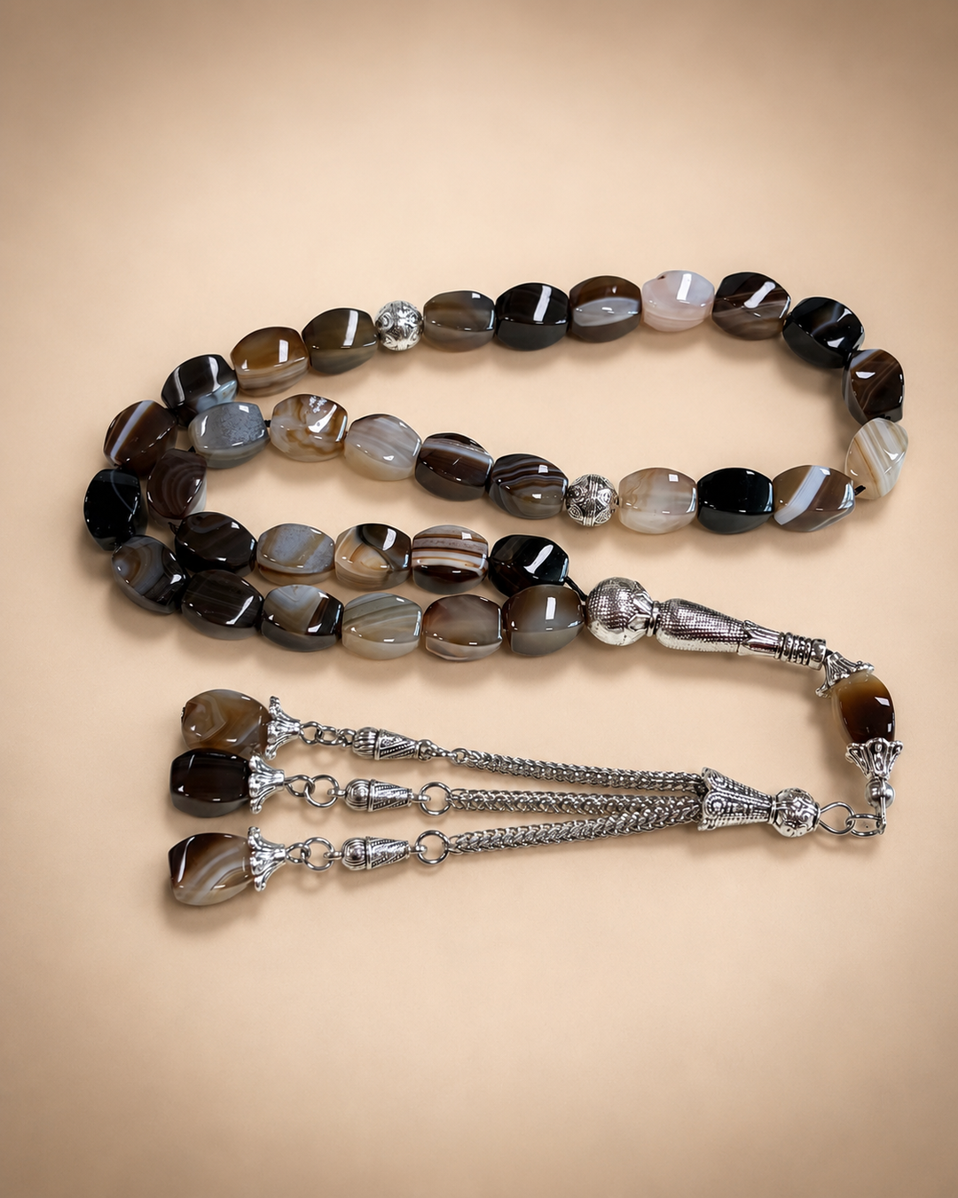 Natural Agate Wide Multi-Color Tasbih