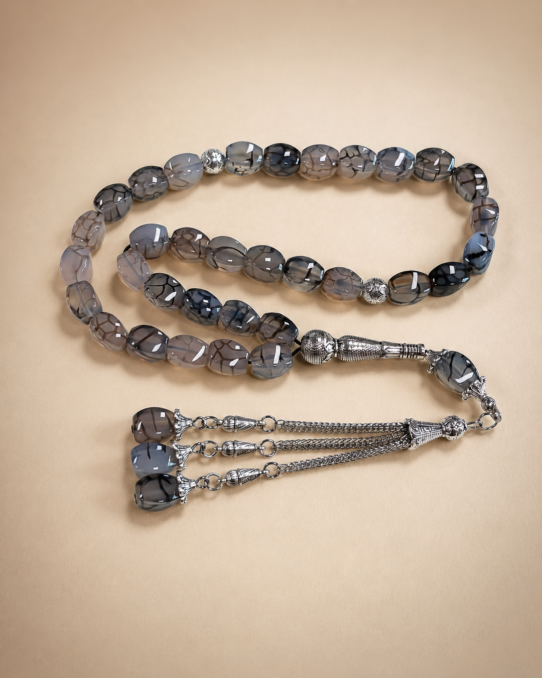 Natural Agate Wide Multi-Color Tasbih