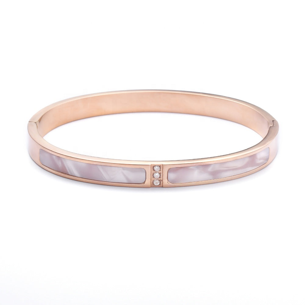 Luxury Titanium Steel & Natural Shell Bracelet