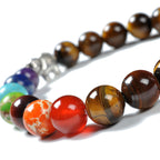 Tiger Eye &amp; Seven-Stone Elephant Bracelet