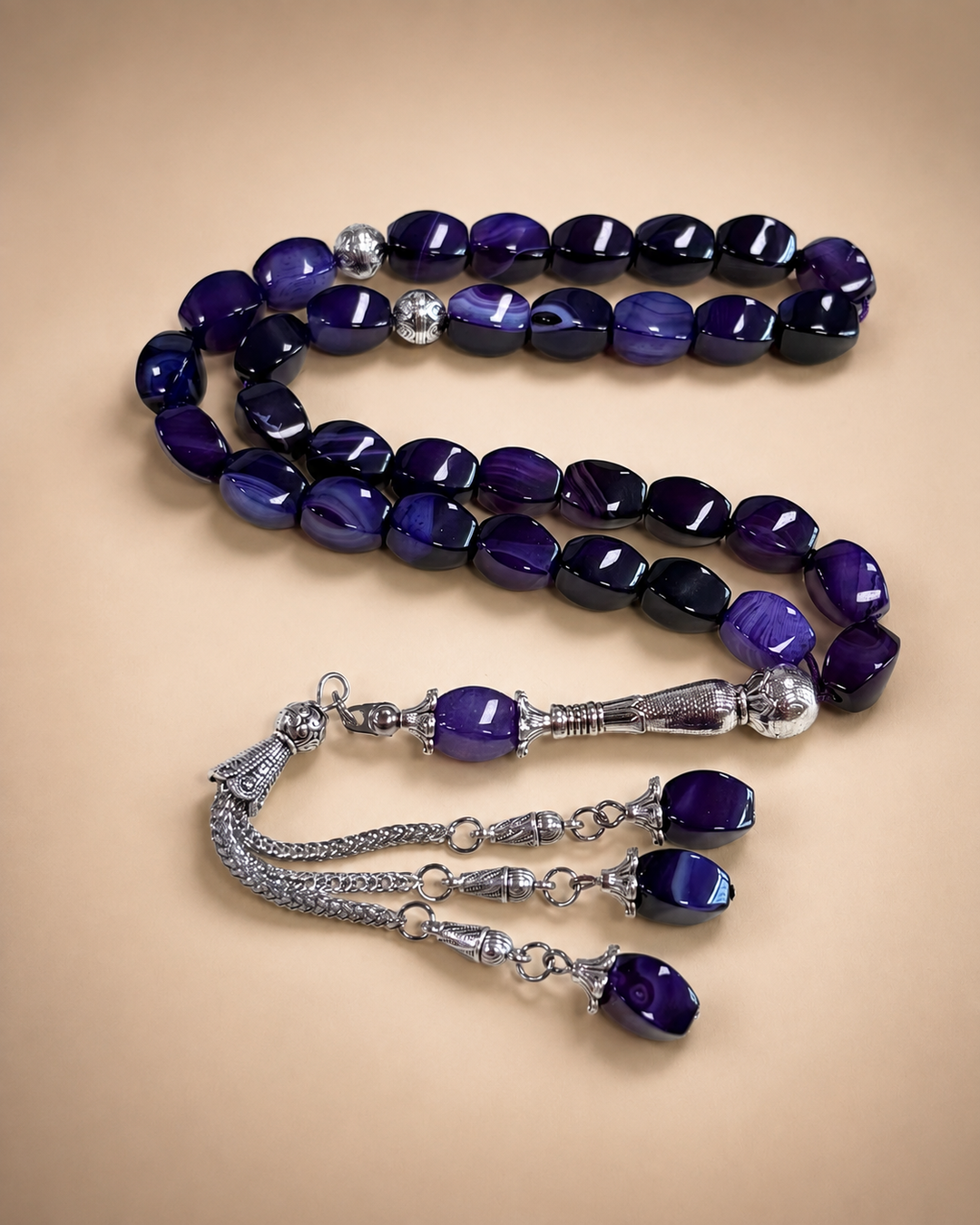 Natural Agate Wide Multi-Color Tasbih