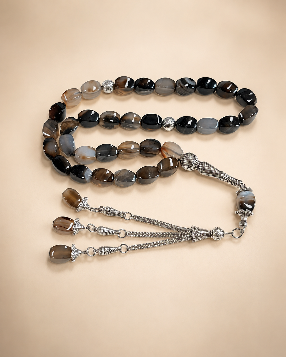 Natural Agate Wide Multi-Color Tasbih