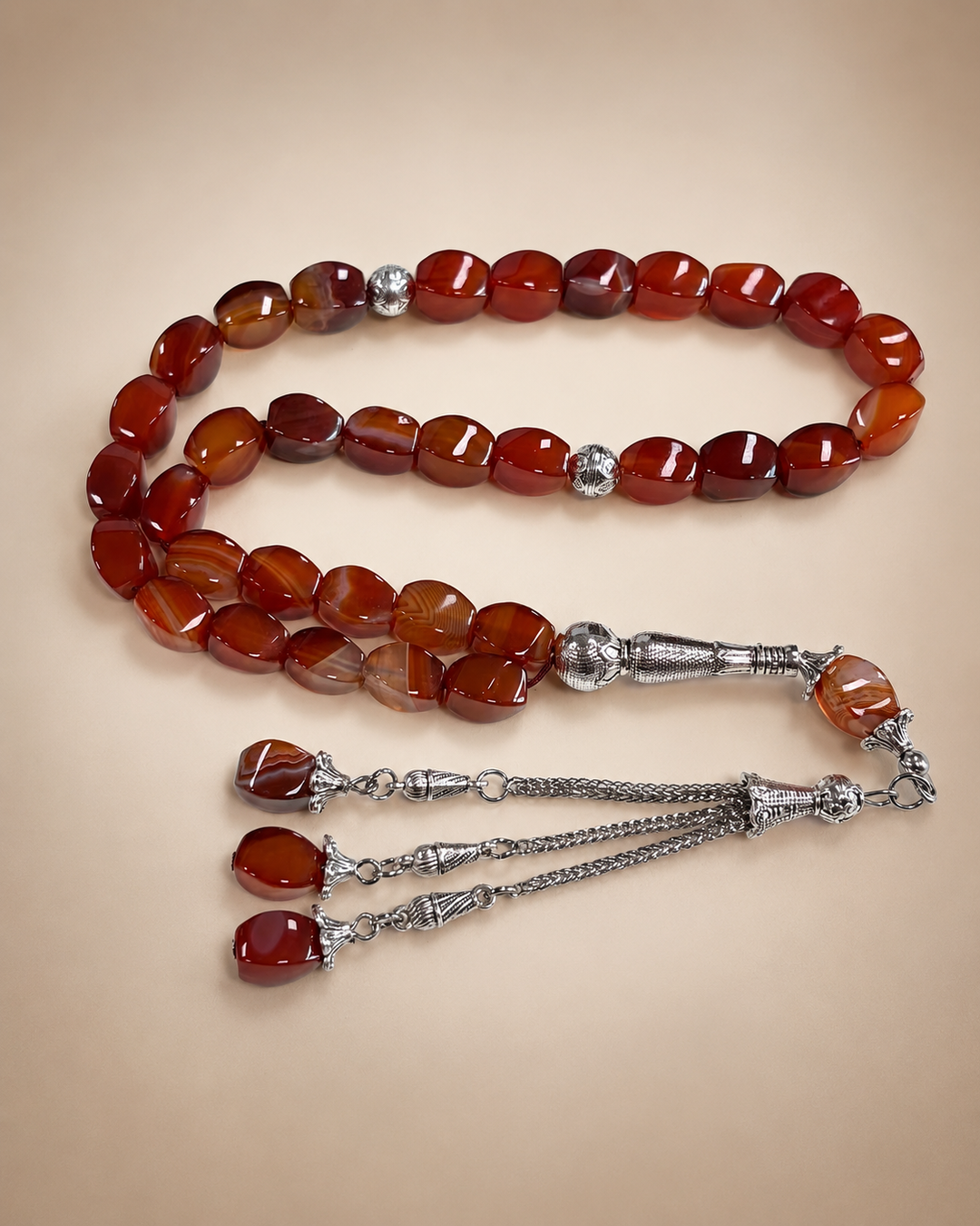 Natural Agate Wide Multi-Color Tasbih