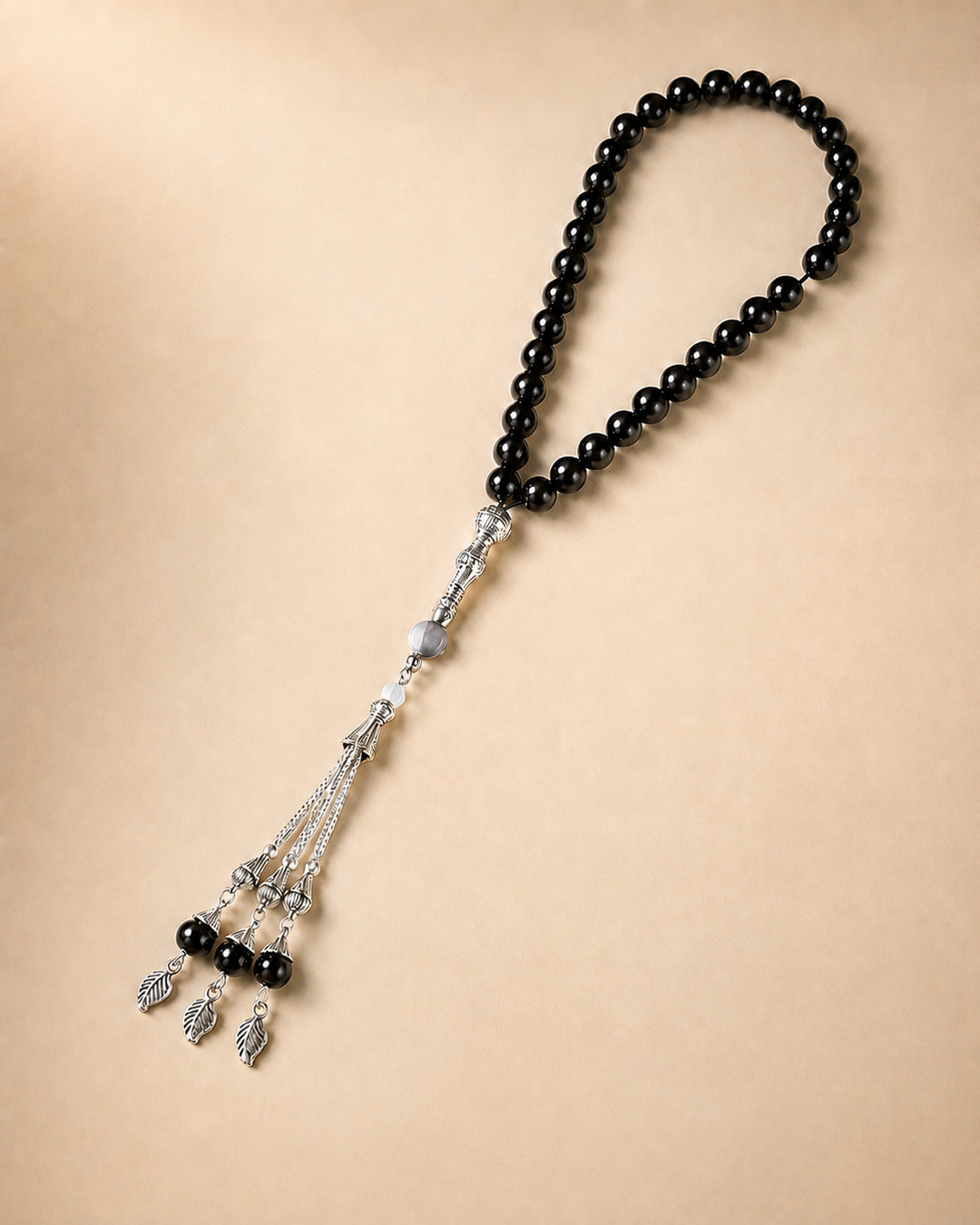 Natural Black Agate Tasbih – 10mm | 33 Beads
