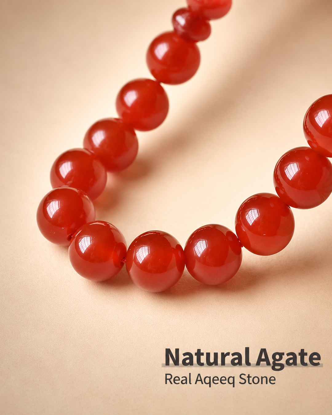 Yamani Red Real Aqeeq Stone Tasbih