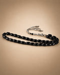 Natural Black Agate Wide Tasbih – 33 Beads