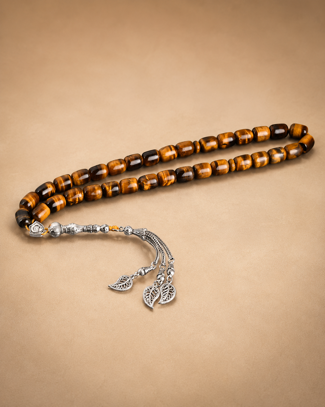 Natural Tiger Eye Tasbih – 33 Beads (Wide)