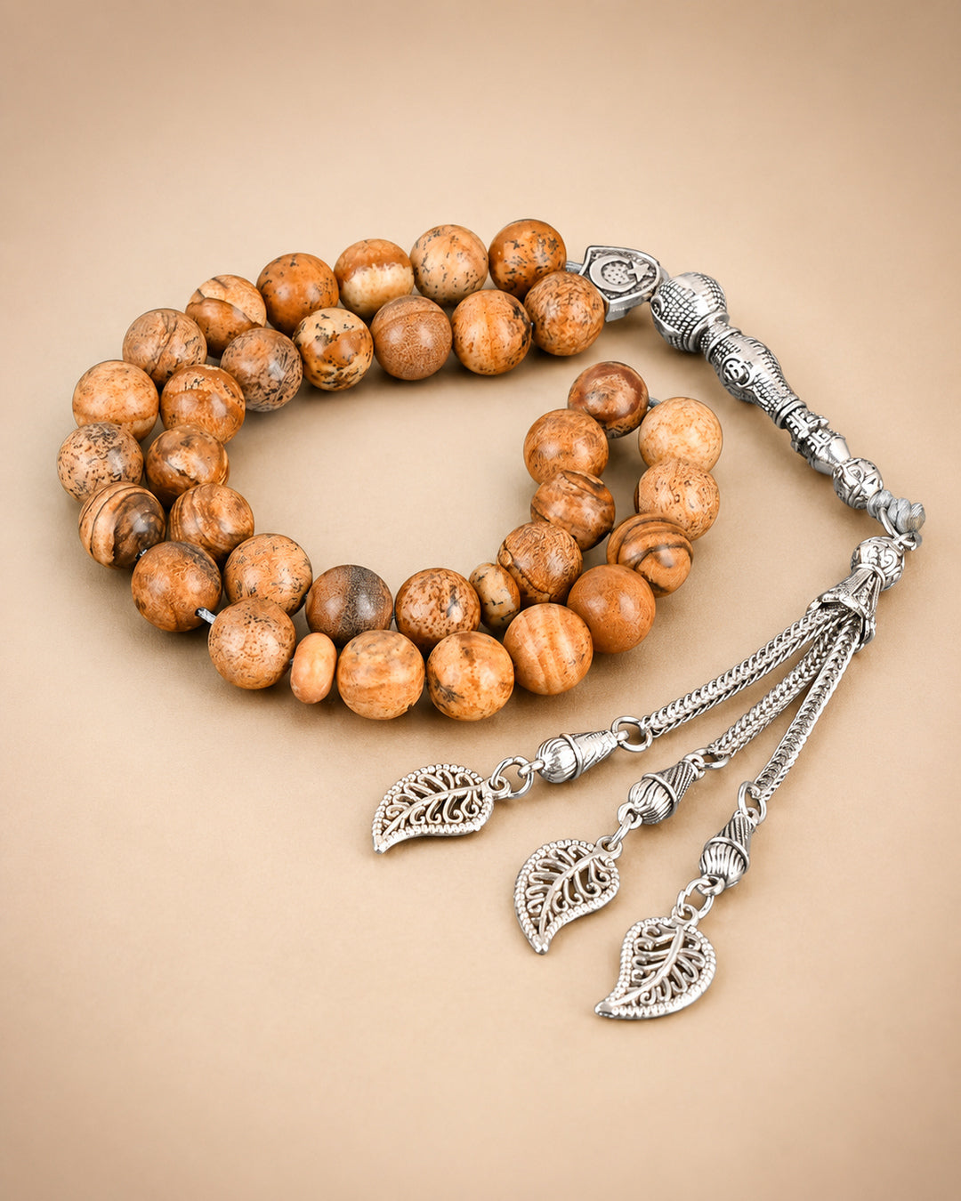Khaki Jasper Stones Tasbih - 33 Beads