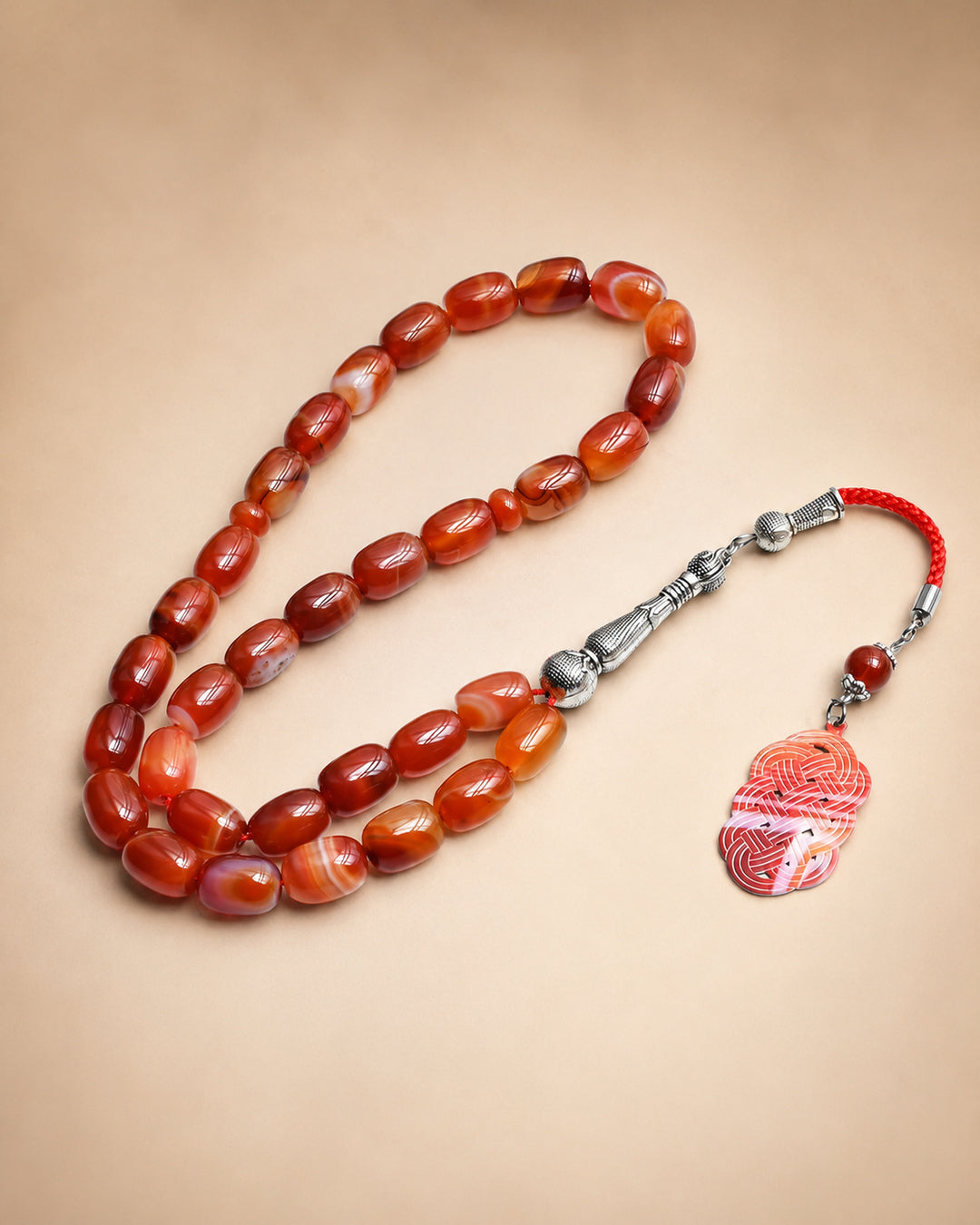 Red Agate Tasbih – 10×14mm | 33 Beads