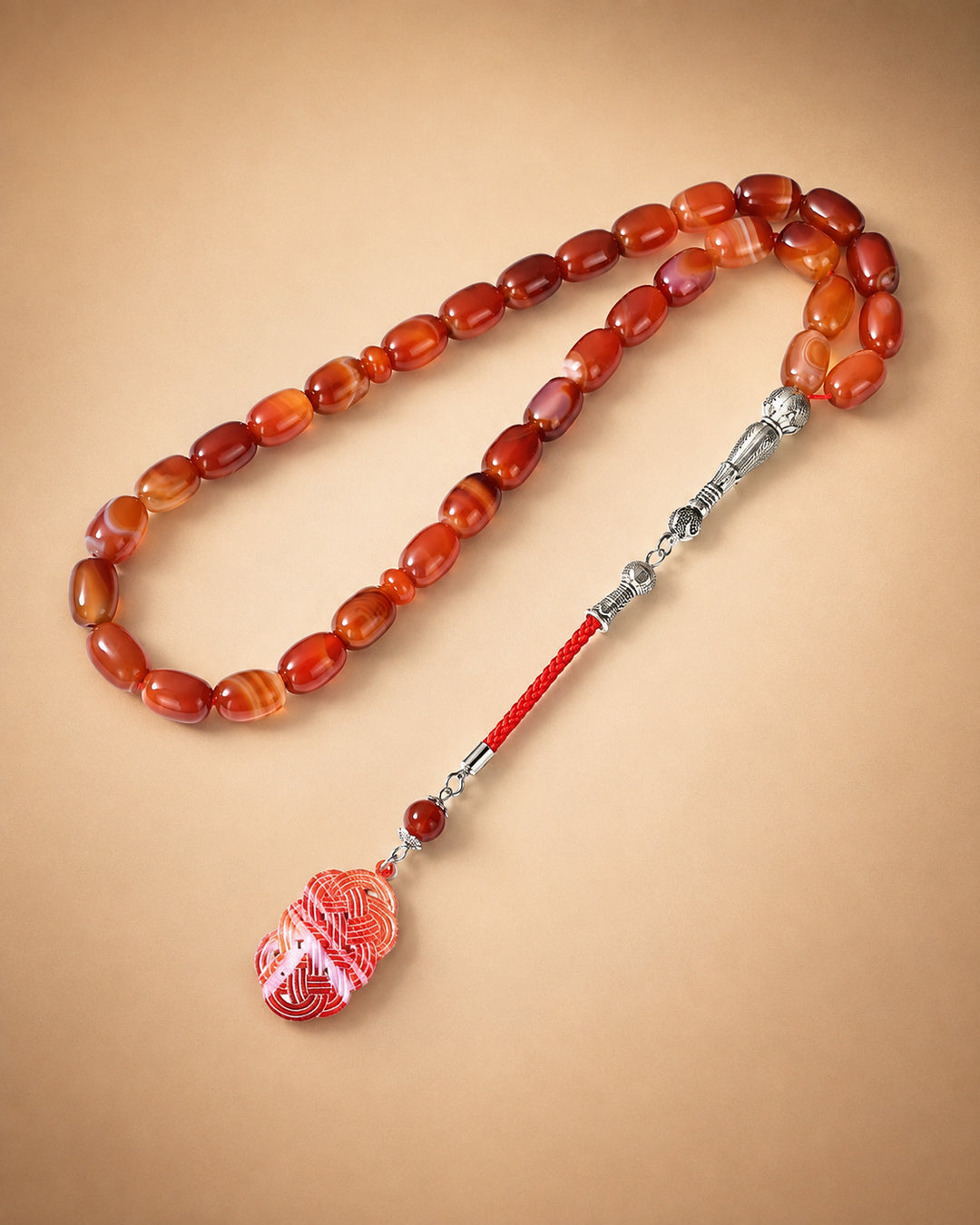 Red Agate Tasbih – 10×14mm | 33 Beads