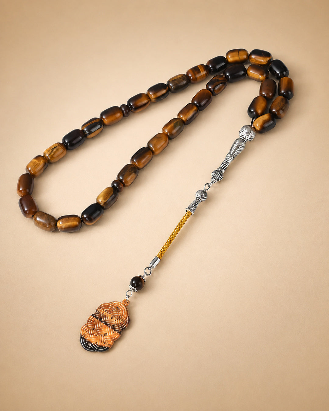 Yellow Tiger Eye Tasbih – 10×14mm | 33 Beads