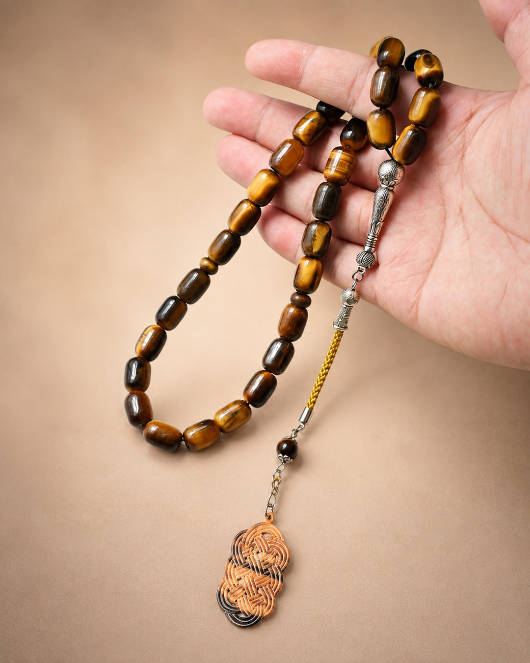 Yellow Tiger Eye Tasbih – 10×14mm | 33 Beads
