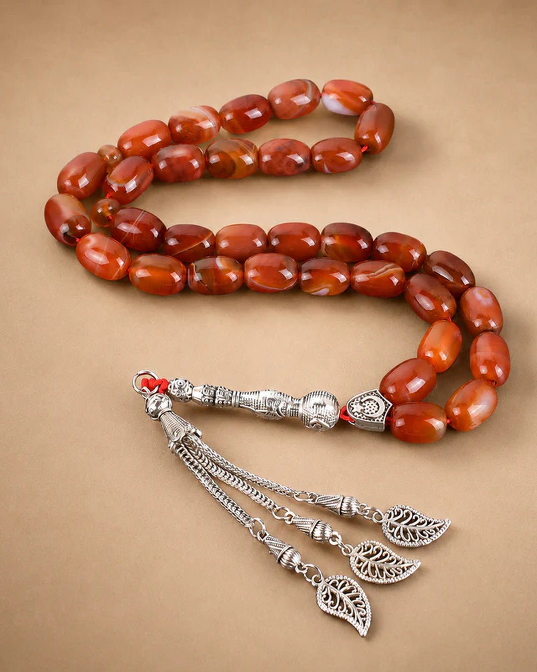 Natural Red Aqeeq Stone Tasbih