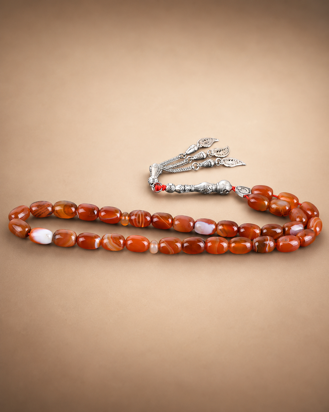 Natural Red Aqeeq Stone Tasbih