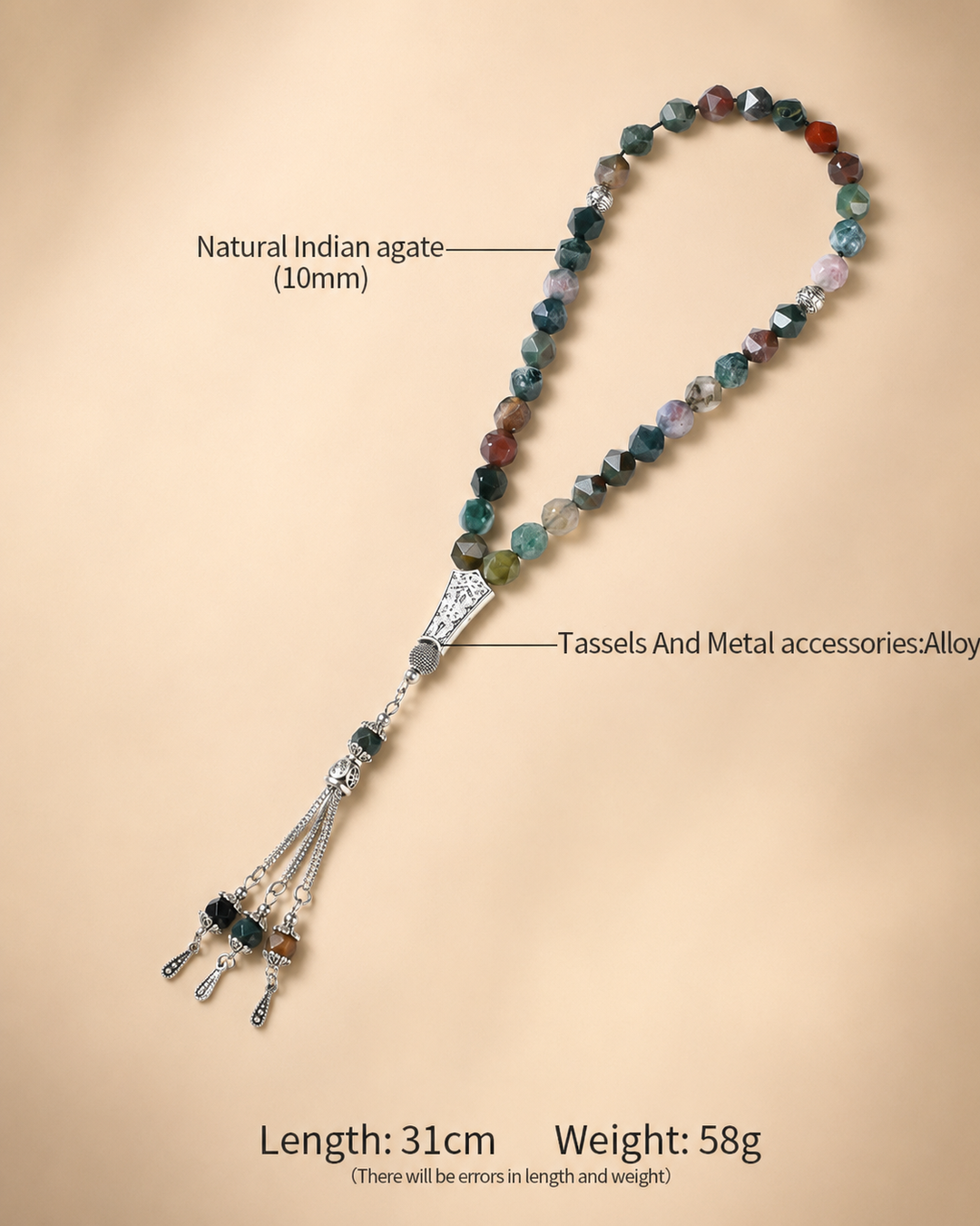 Natural Indian Agate Stone Tasbih