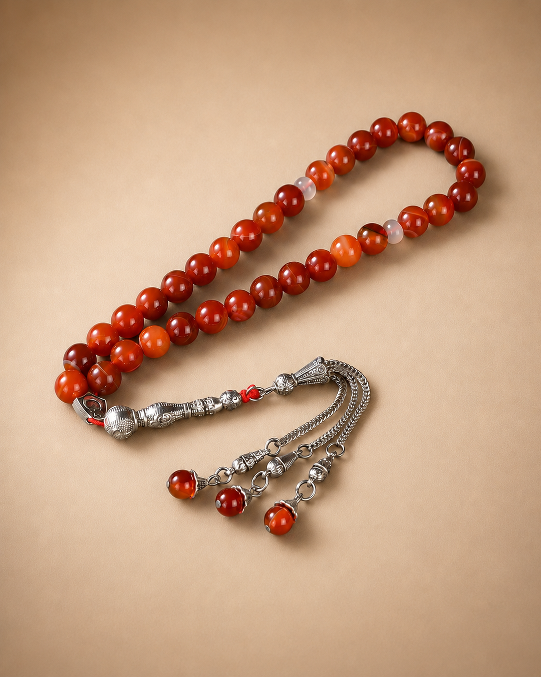 Natural Red/Brown Agate Stone Tasbih