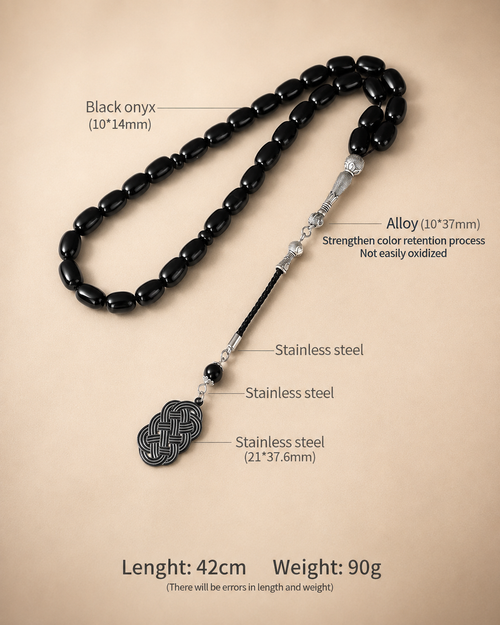 Black Onyx Tasbih – 10×14mm | 33 Beads