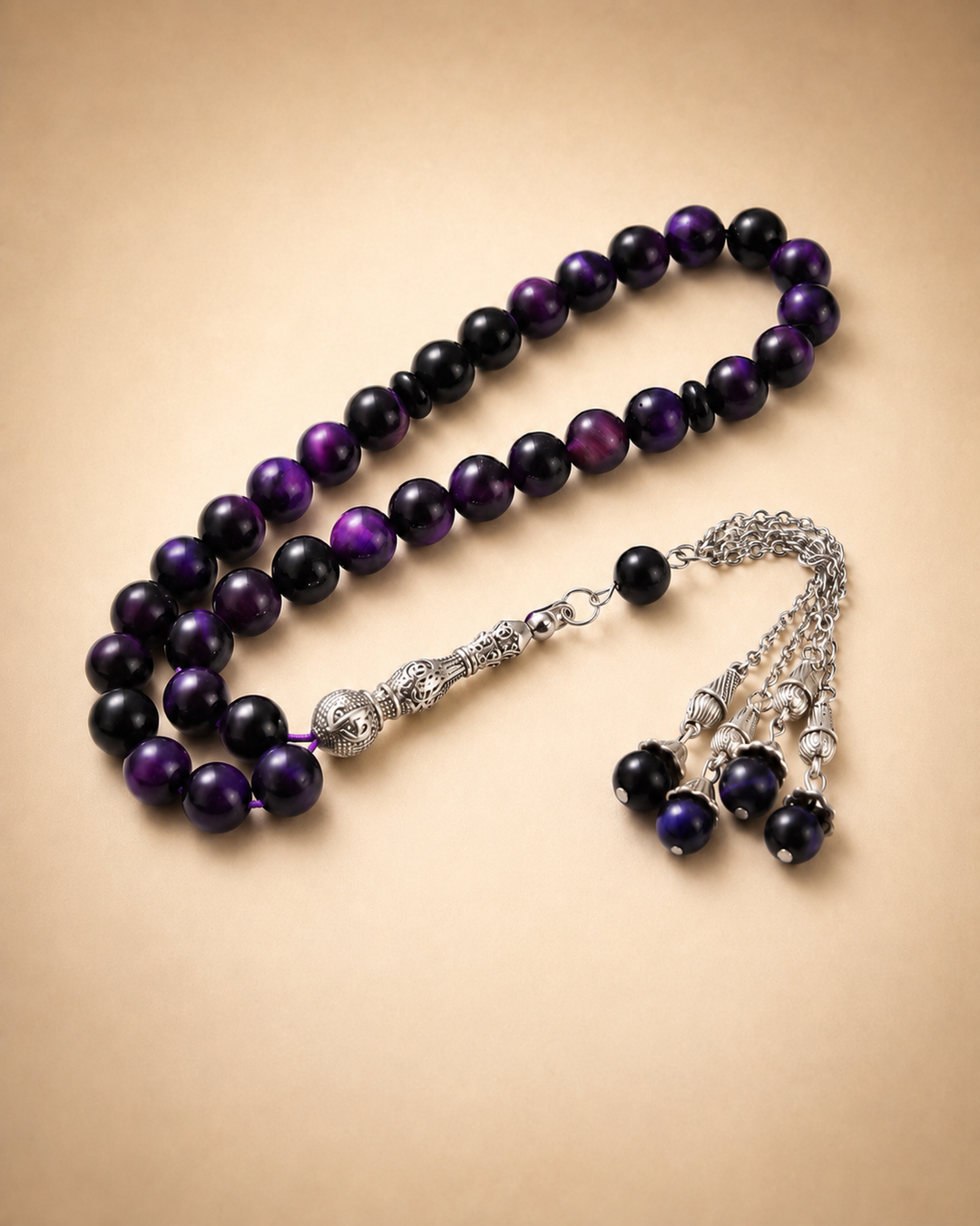 Natural Purple Tiger Eye Stone Tasbih