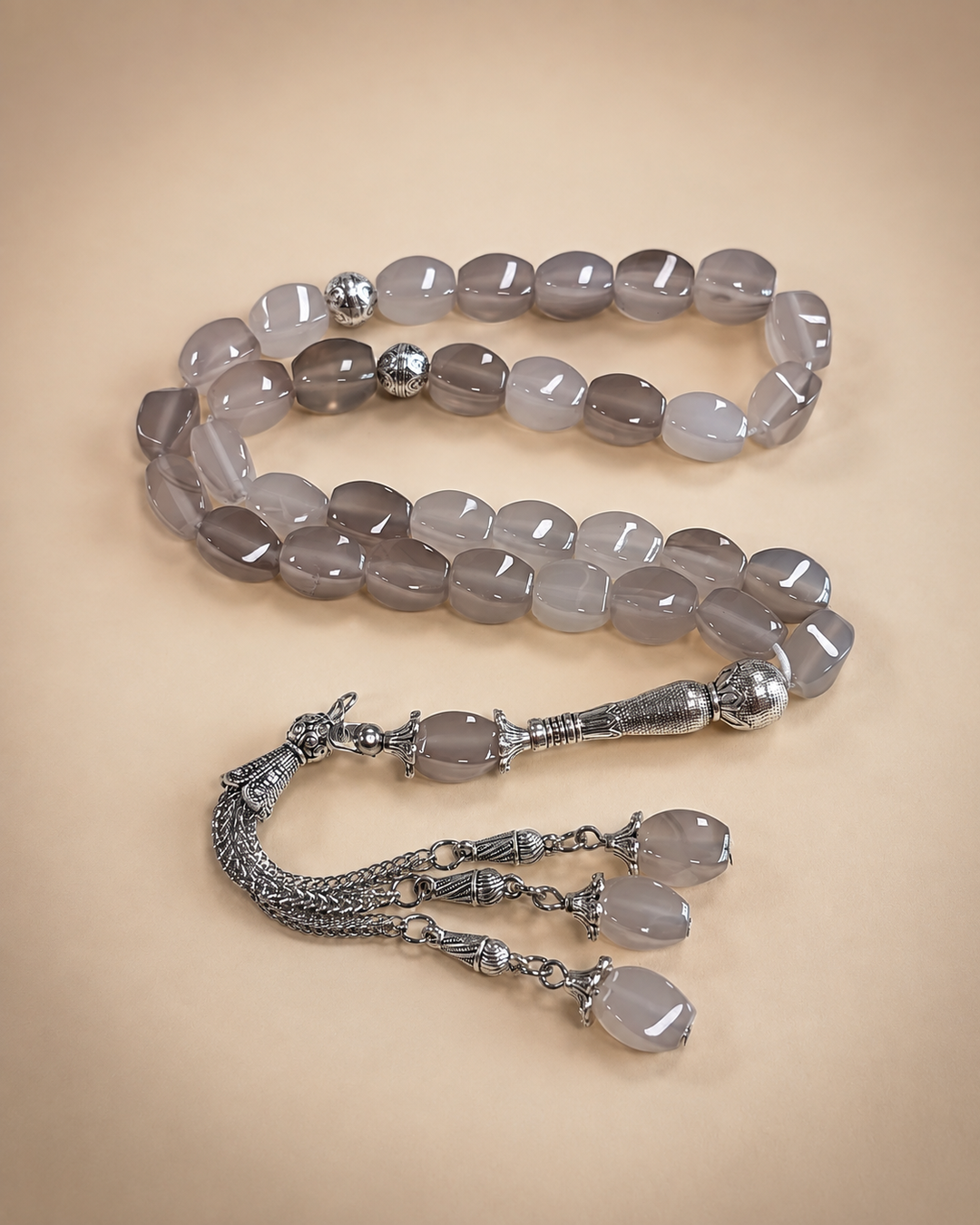 Natural Agate Wide Multi-Color Tasbih